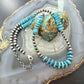 Sterling Silver Southwestern Style Blue Turquoise Beads & Starling Beads 19" Necklace For Women