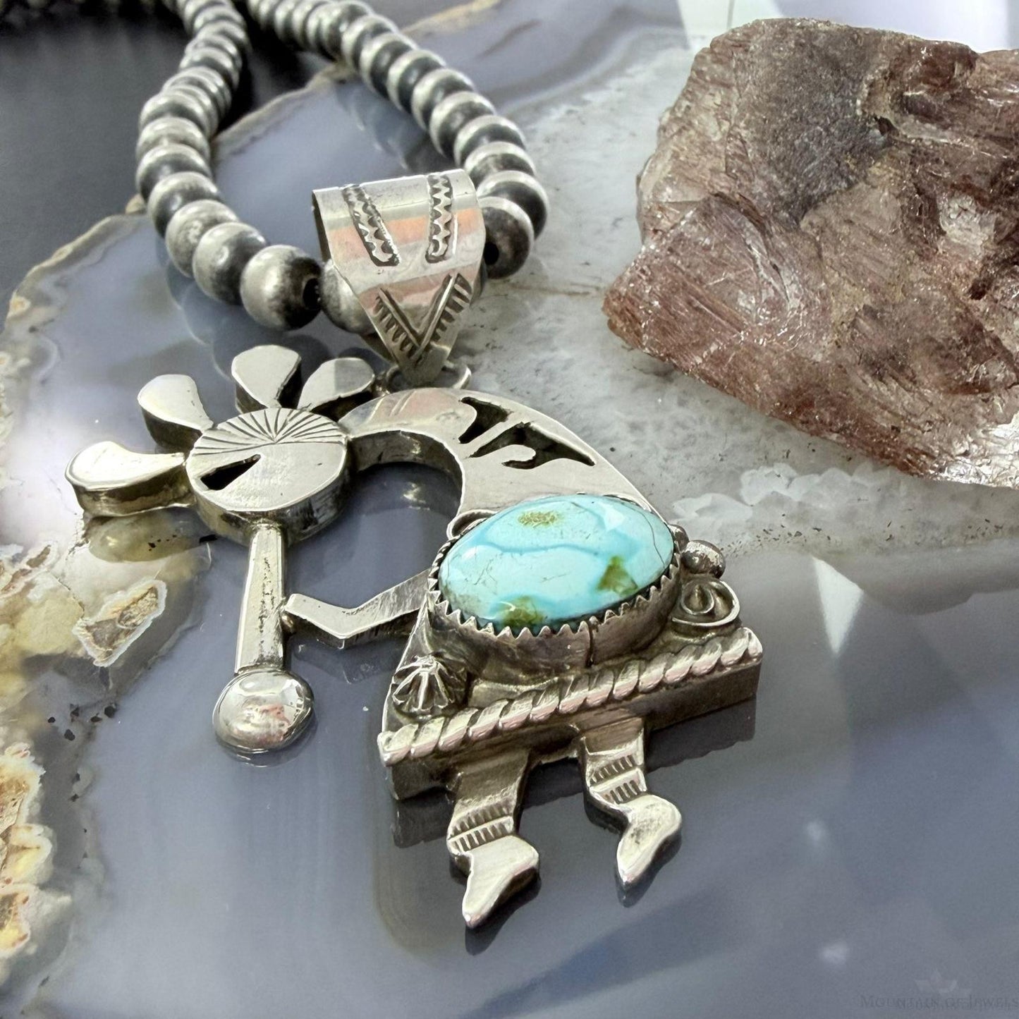 Alonzo Mariano Native American Sterling Silver w/Turquoise Kokopelli Unisex Pendant