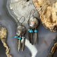 Vintage Native American Silver Turquoise w/Feather Dangle Earrings For Women