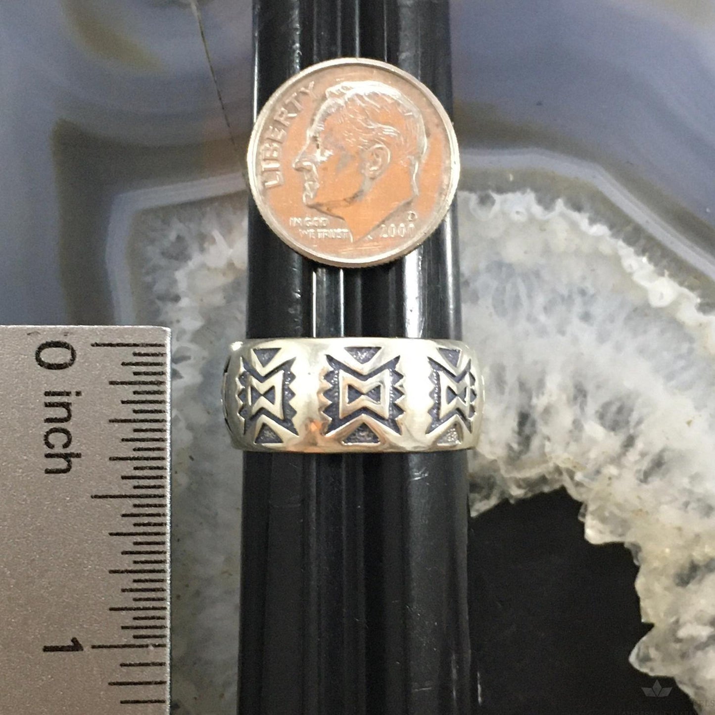 Carolyn Pollack Sterling Silver Southwestern Motif Stamped Unisex Band Ring