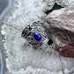 Southwestern Style Sterling Silver Teardrop Lapis Decorated Ring Size 5 For Women