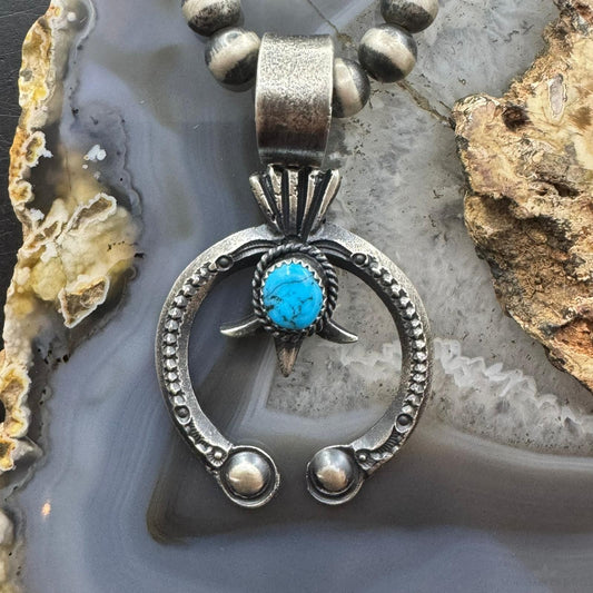 Eva & Linberg Billah Native American Sterling Turquoise Unisex Naja Pendant #3