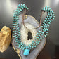 Vintage Native American 4 Starnds Turquoise & Brown Shell Beads w/Curved Turtle Necklace For Women