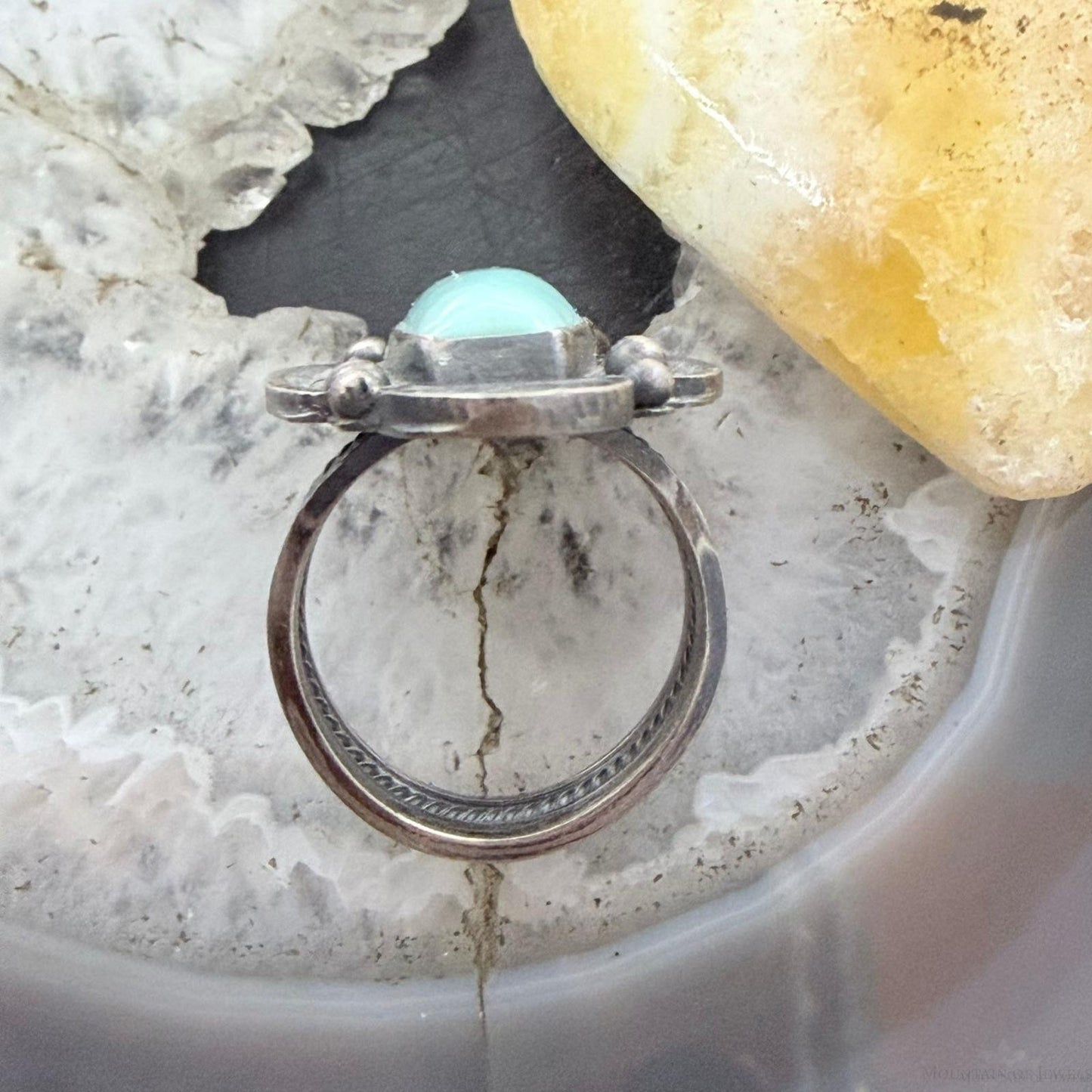 Michael Calladitto Native American Sterling Silver Turquoise Ring Size 8 For Women