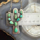 Sterling Southwestern Style Kingman Turquoise Cactus Pendant 22.5" Necklace