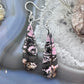 Sterling Silver Elongated Teardrop Rhodonite Slab Dangle Earrings For Women #233