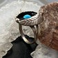 Vintage Native American Silver Turquoise Shadow Box Ring Size 8.75 For Women