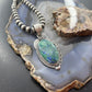 Sterling Silver Southwestern Style Elongated Chrysocolla Decorated Pendant For Women