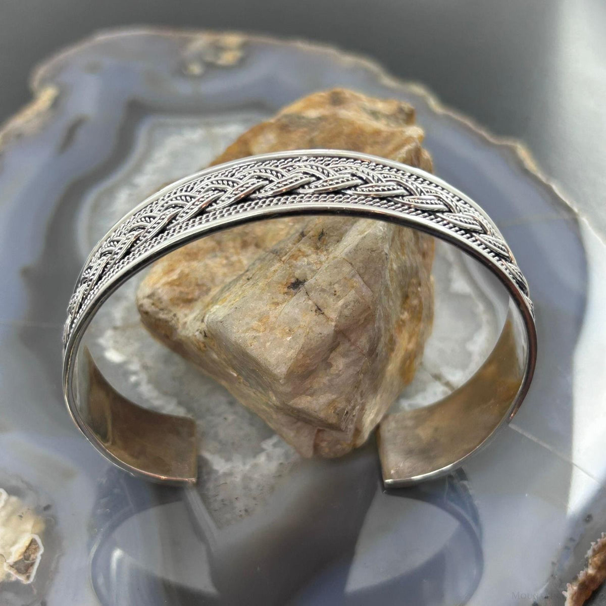 Sterling Silver Flexible & Adjutable Decorated Braided Fashion Bracelet For Women #1