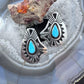 Abraham Begay Native American Sterling Silver Teardrop Turquoise Overlay Post Earrings For Women