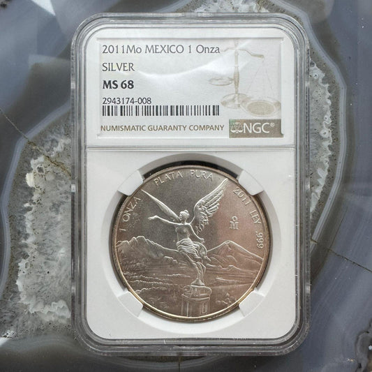 2011 Mexico One Ounce Libertad .999 Fine Silver NGC MS68 #2943174-008 Tonning