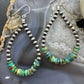 Sterling Silver Navajo Pearl Southwester Style & Turquoise Bead Hoop Earrings For Women