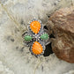 Carolyn Pollack Southwestern Style Sterling Silver Orange Spiny Oyster & Gaspeite Cross Ring For Women