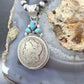 Genuine 1890 90% Morgan Silver Dollar Coin Turquoise Decorated Unisex Pendant #1
