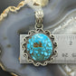 Sterling Silver Southwestern Style Round High Grade Kingman Turquoise Pendant For Women