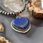 Sterling Silver Southwestern Style Lapis Heart Decorated Pendant For Women