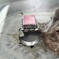 Native American Sterling Silver Rectangle Pink Conch Bar Ring Size 7 For Women