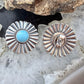 Native American Sterling Silver Sun Rays w/Turquoise Post Earrings For Women