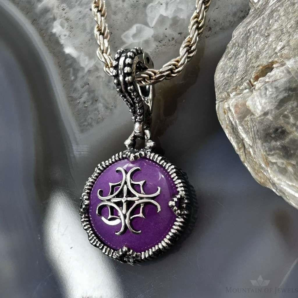 Carolyn Pollack Sterling Silver Fuchia Reversable Enhancer Pendant For Women