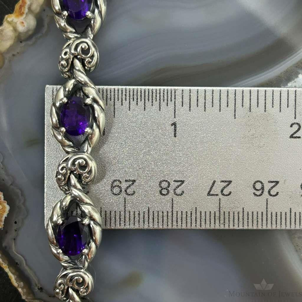 Carolyn Pollack Sterling Silver 6 Faceted Amethyst Link Bracelet For Women