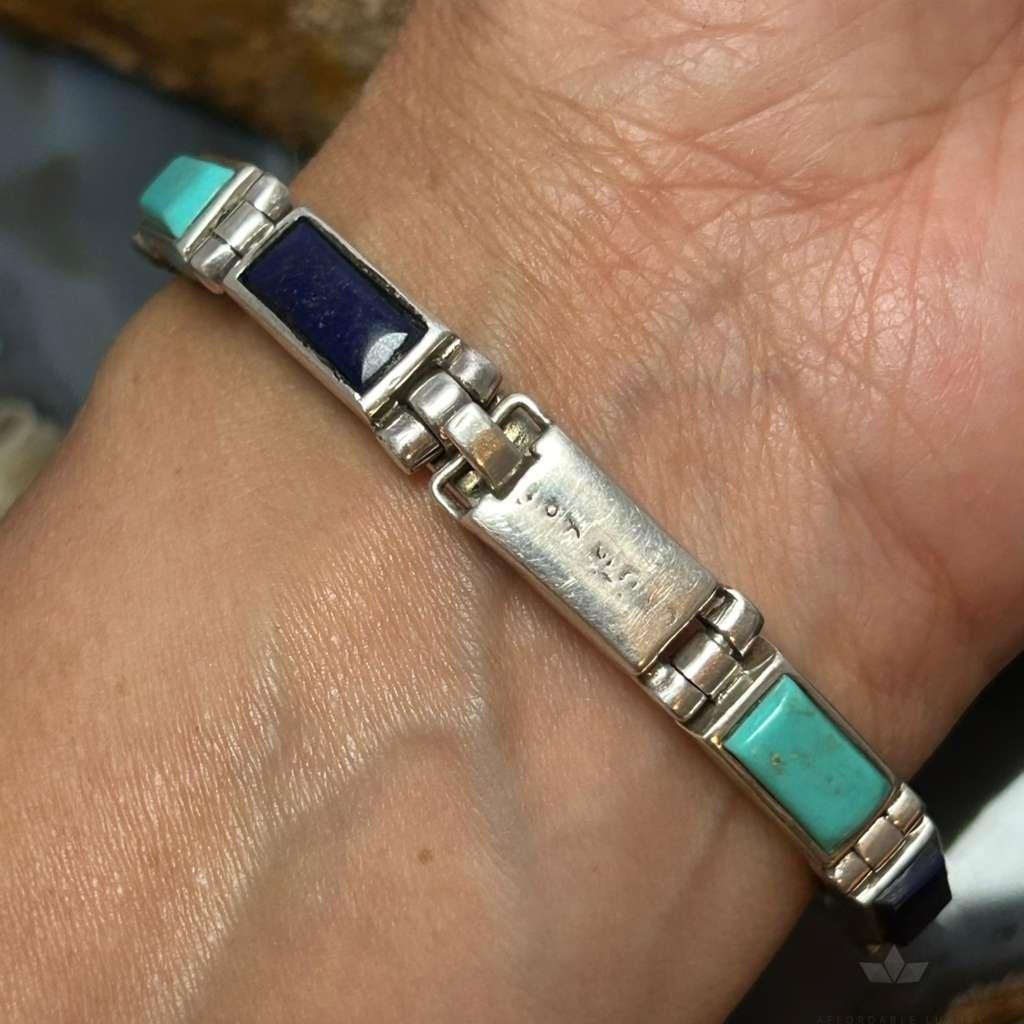Christine Wolf Sterling Silver Double Side Multi-Stone Link Bracelet For Women