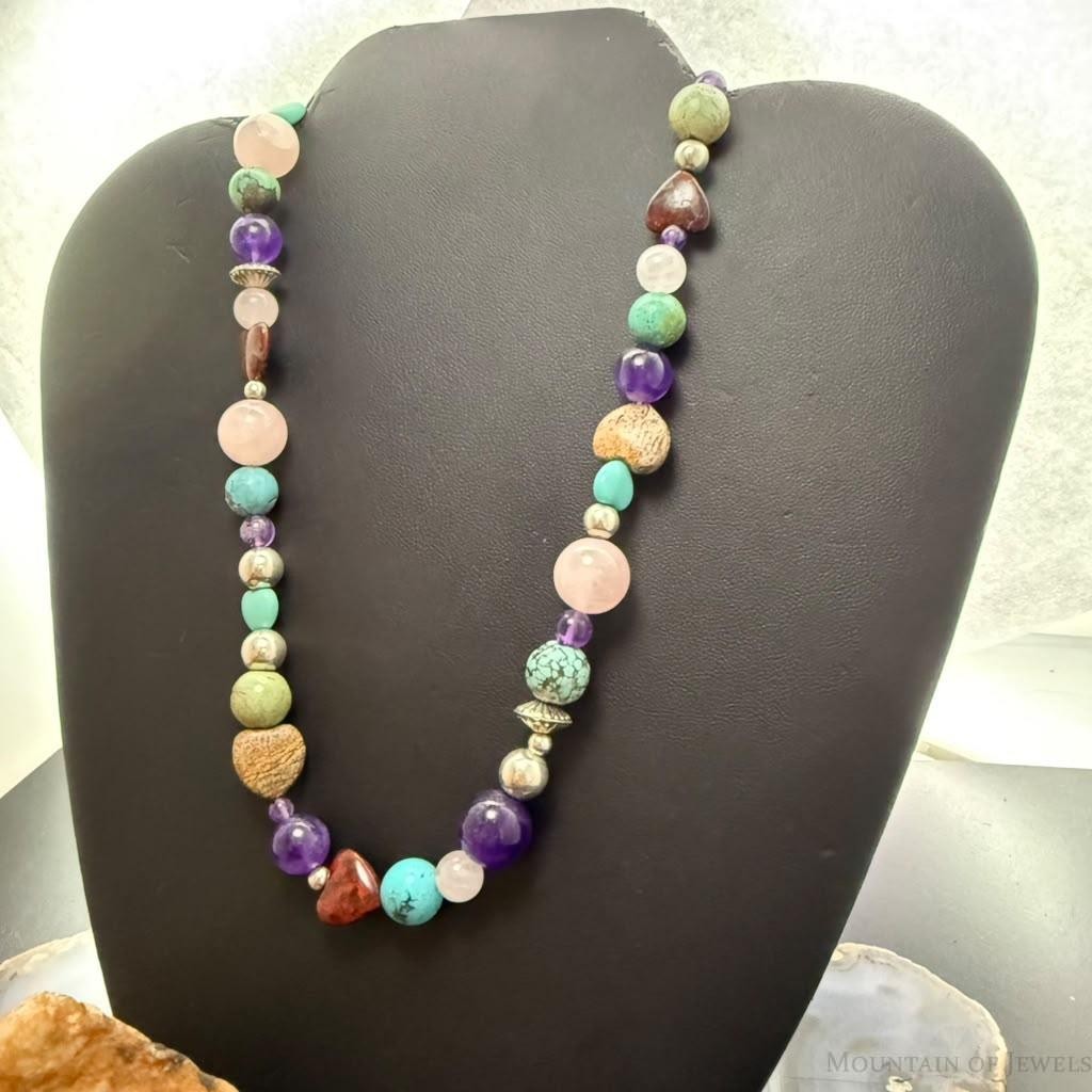 Carolyn Pollack Sterling Silver Multistone Beads 18" Necklace For Women #1
