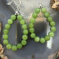 Sterling Silver 15 Rounded Peridot Beads Hoop Dangle Earrings For Women