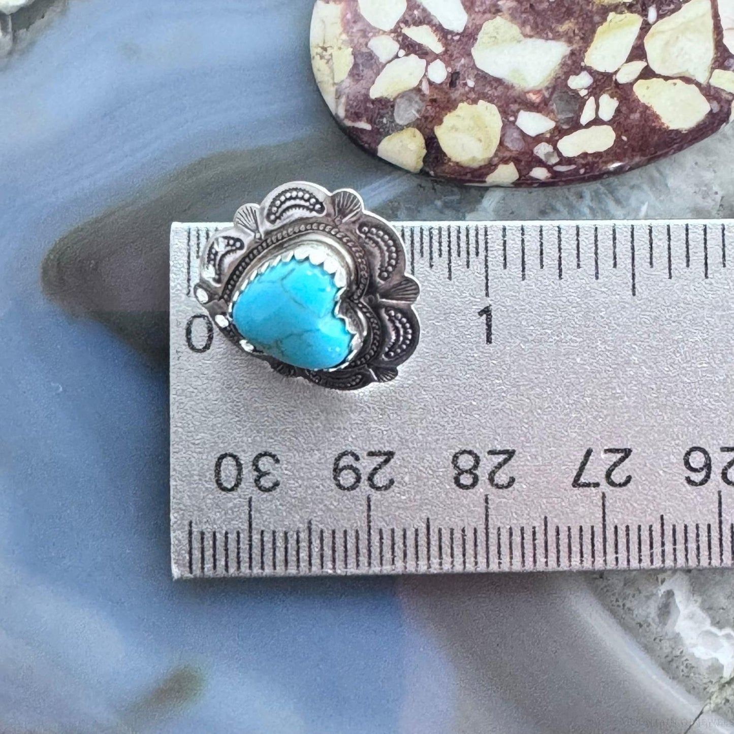 Native American Sterling Silver Turquoise Heart Stud Earrings For Women