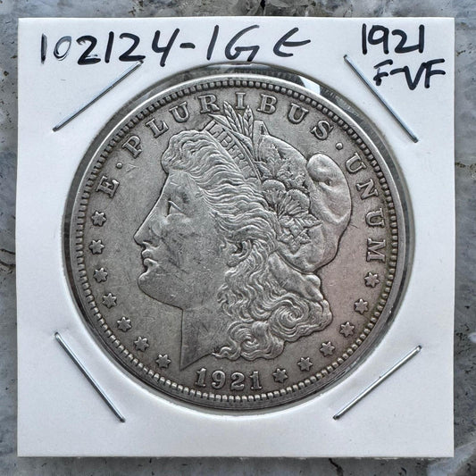 1921 US 90% Morgan Silver Dollar F-VF #102124-2GE