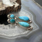 Sterling Silver Southwestern Style Teardrop & Rounded Turquoise Post Dangle Earrings For Women