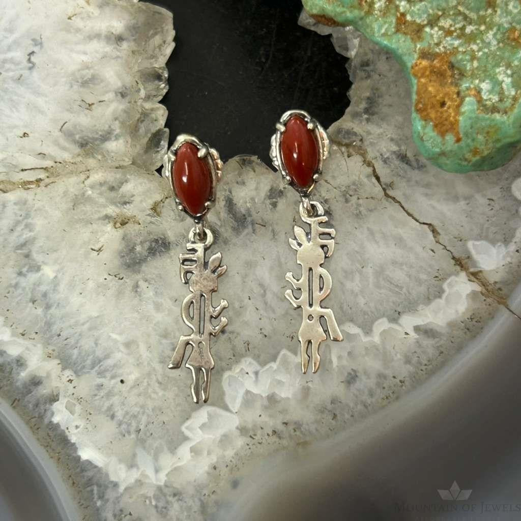 Carolyn Pollack Sterling Silver Red Jasper W/Kokopelli Dangle Earrings For Women