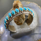 Vintage Native American Sterling Silver Oval Turquoise Row Bracelet For Men