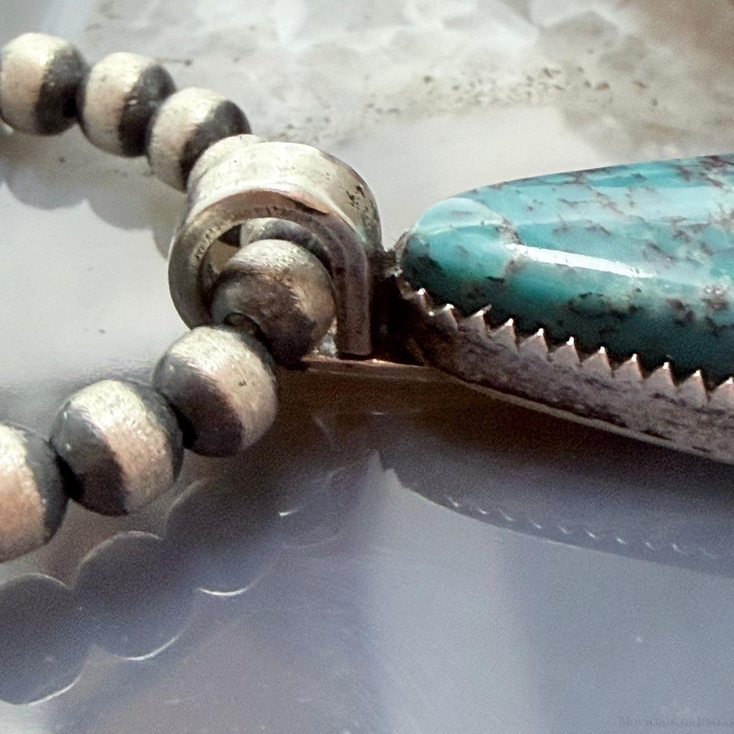 Anthony Lujan Taos Puablo Silver & Brass Triangle Turquoise Pendant For Women