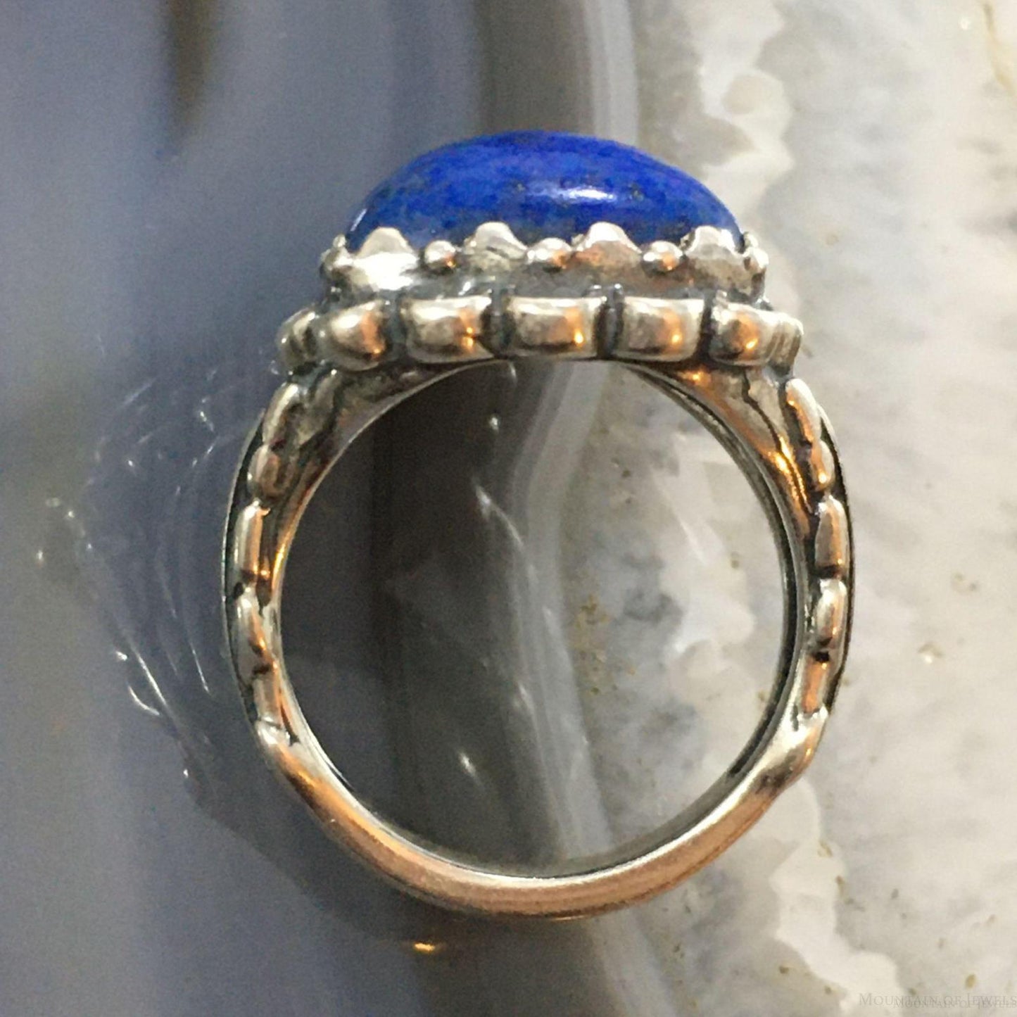 Carolyn Pollack Sterling  Silver Triangle Lapis Decorated Ring Size 5.25 & 8 For Women