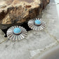 Native American Sterling Silver Sun Rays w/Turquoise Post Earrings For Women