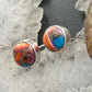 Sterling Silver Southwestern Style Rounded Spiny Oyster Turquoise Stud Earrings