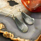 Sterling Silver Elongated Teardrop Moss Agate Slab Dangle Earrings For Women #328