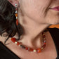 Carolyn Pollack Sterling Silver Carnelian & Jasper Beads Necklace & Dangle Earrings Set