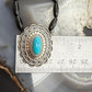 Carolyn Pollack Sterling Silver Turquoise Concho Pendant on Onyx Beads Necklace For Women