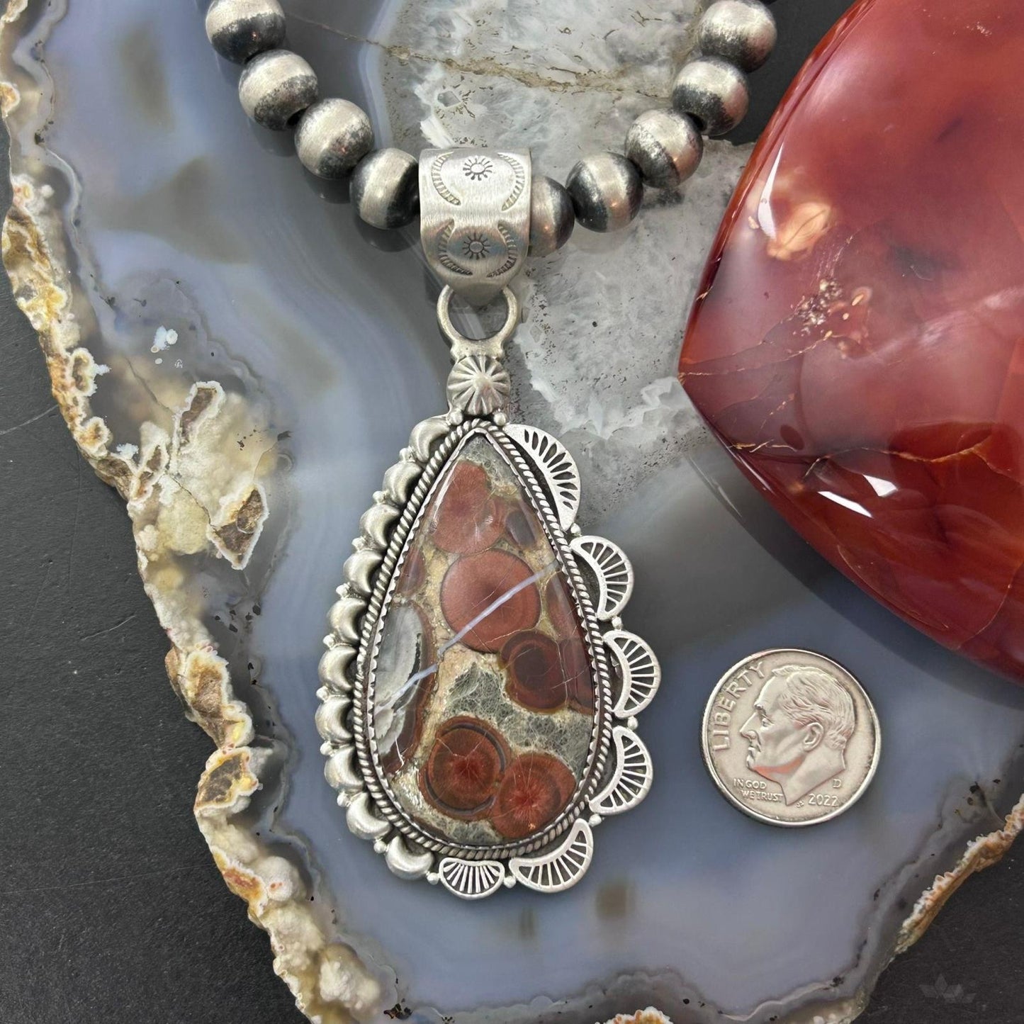 Sterling Silver Southwestern Style Teardrop Peanut Obsidian Pendant For Women