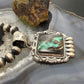 Sterling Silver Southwestern Style Square Blackjack Turquoise Decorated Pendant