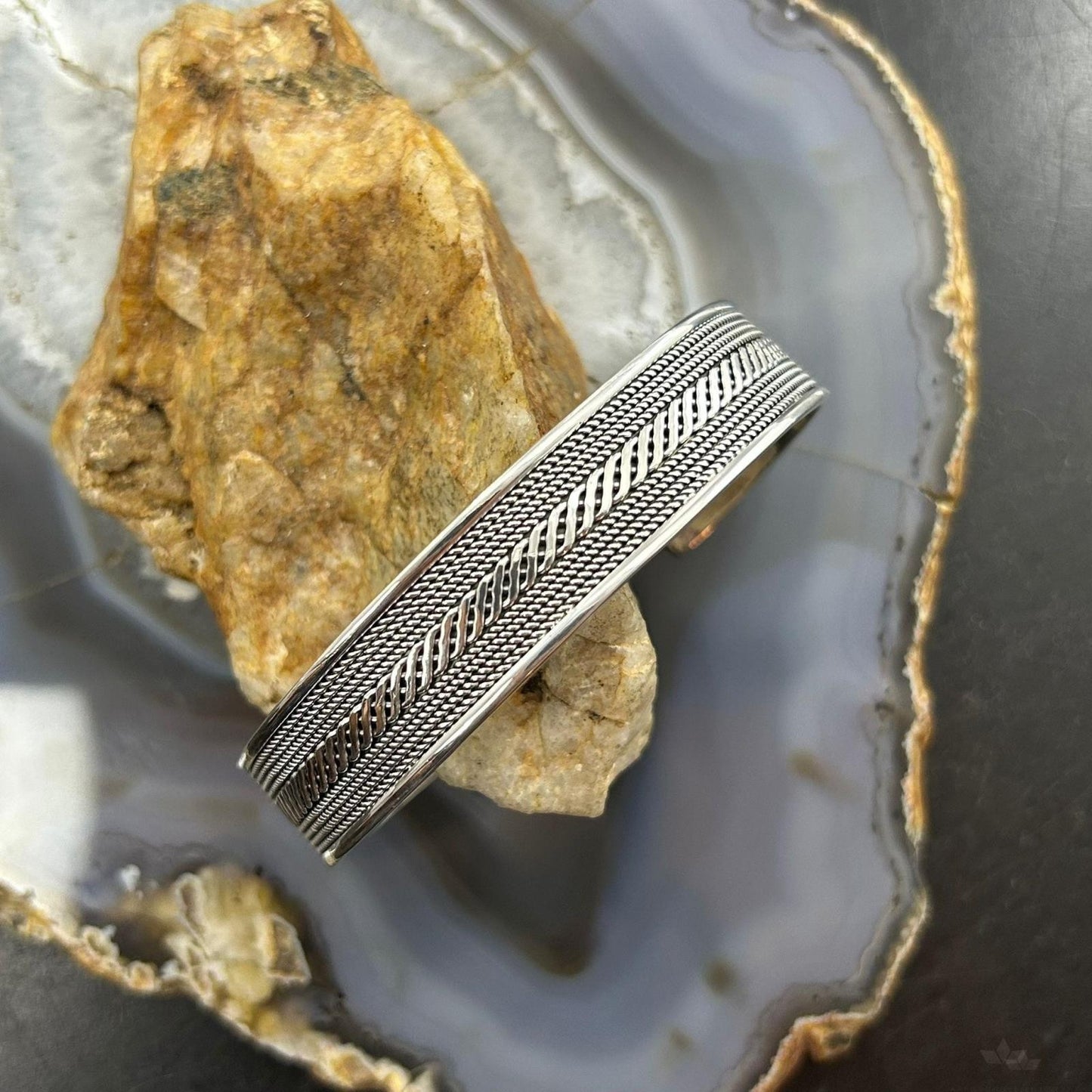 Sterling Silver Flexible & Adjutable Woven Decorated Fashion Bracelet For Women