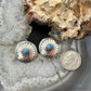 Native American Sterling Silver Concho w/Turquoise Dot Stud Earrings For Women