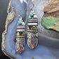 Tommy & Rosita Singer Sterling Silver & Gold Filled Turquoise Feather Dangle Earrings For Women
