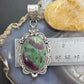 Sterling Silver Southwestern Style Oval Ruby Zoisite Decorated Pendant For Women