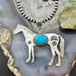 Sterling Silver Turquoise Stamped w/Indigenous Symbols Horse Unisex Pendant