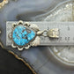 Sterling Silver Southwestern Style Wide Teardrop Kingman Turquoise Pendant For Women