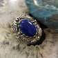 Carolyn Pollack Sterling Silver Oval Lapis Decorated Ring Size 10 For Women