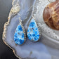 Sterling Silver Southwestern Style Teardrop Blue Apatite Dangle Earrings For Women