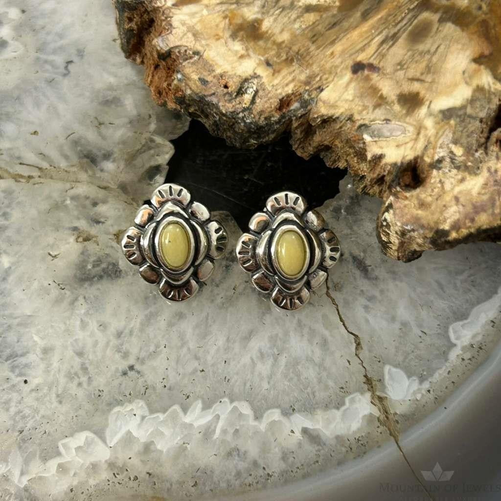 Carolyn Pollack Sterling Silver Yellow Jasper Stud Earrings For Women